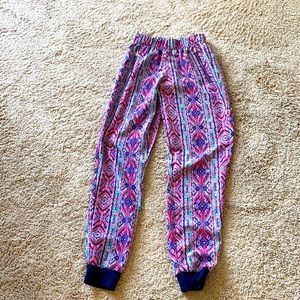 Pink and blue patterned joggers